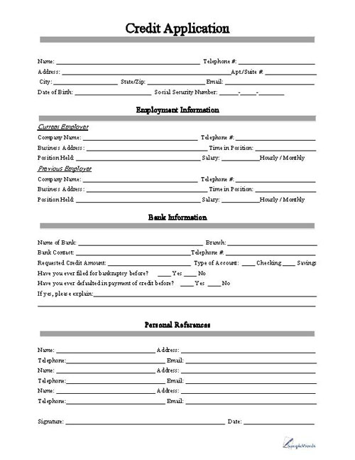 client application form template free printable business credit 