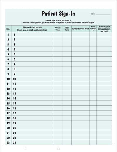 Patient Sign In Sheets 2 part   hipaa compliant   English/Spanish