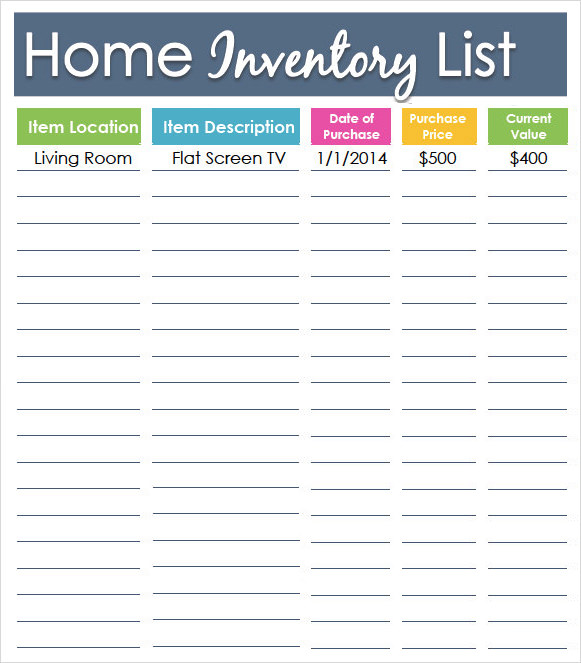 home inventory checklist template   Kleo.beachfix.co