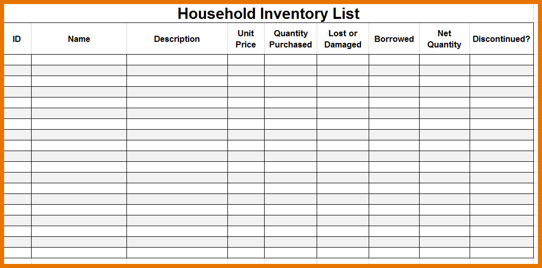 home inventory checklist template   Kleo.beachfix.co