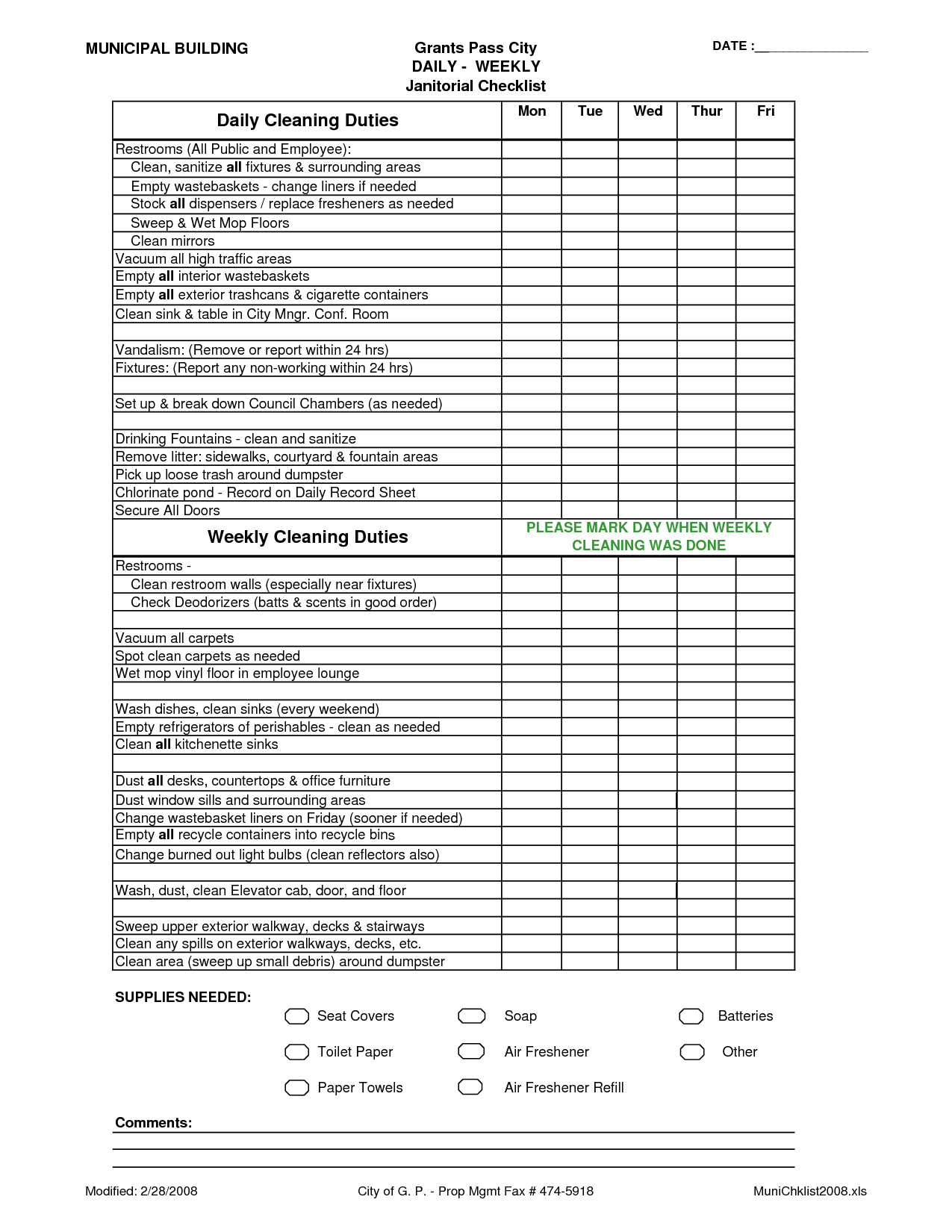 Cleaning Checklists and Forms Pack   The Janitorial Store