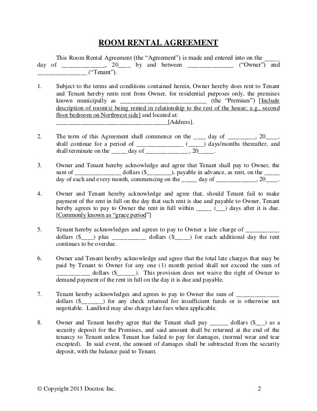 Room Rental Agreement | Real Estate Forms Room Rental Agreement | Real Estate Forms