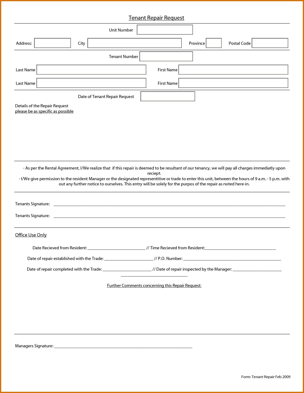 maintenance request form template   Tier.brianhenry.co