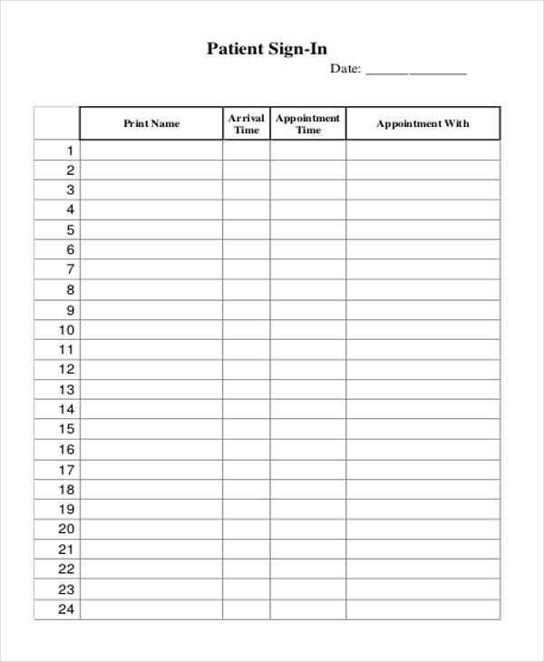 7+ Sample Medical Sign in Sheets | Sample Templates 7+ Sample Medical Sign in Sheets | Sample Templates