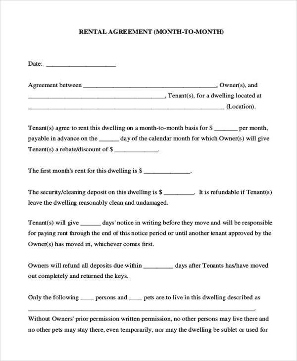 month to month room rental agreement template   Kleo.beachfix.co