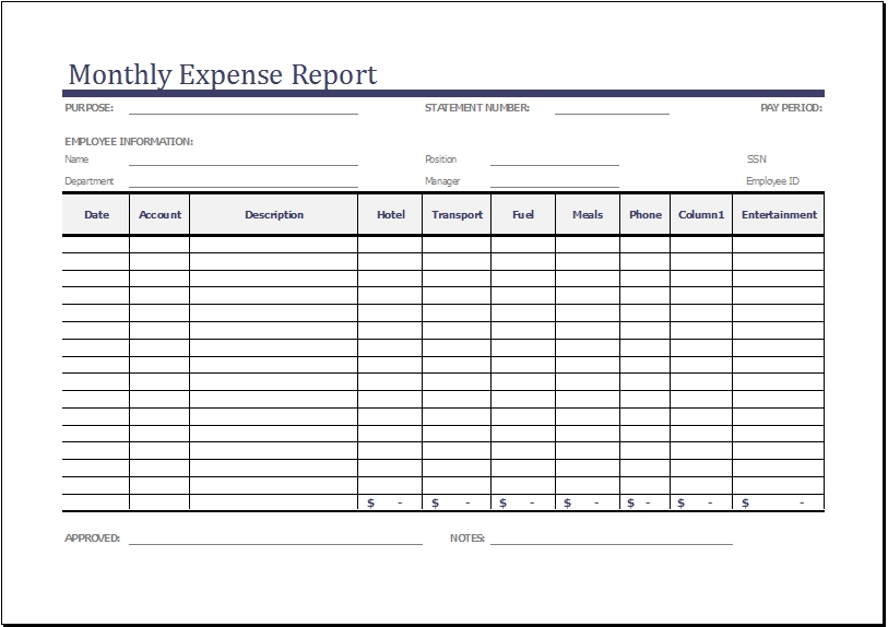 monthly expenses report   28 images   free printable weekly 