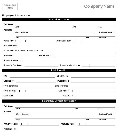 new employee information form template   Boat.jeremyeaton.co