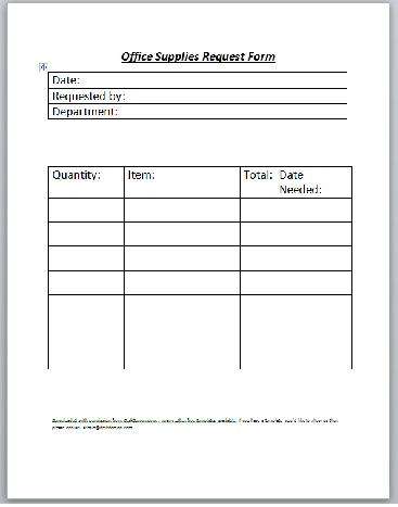 Office Supply Request   Small Business Free Forms