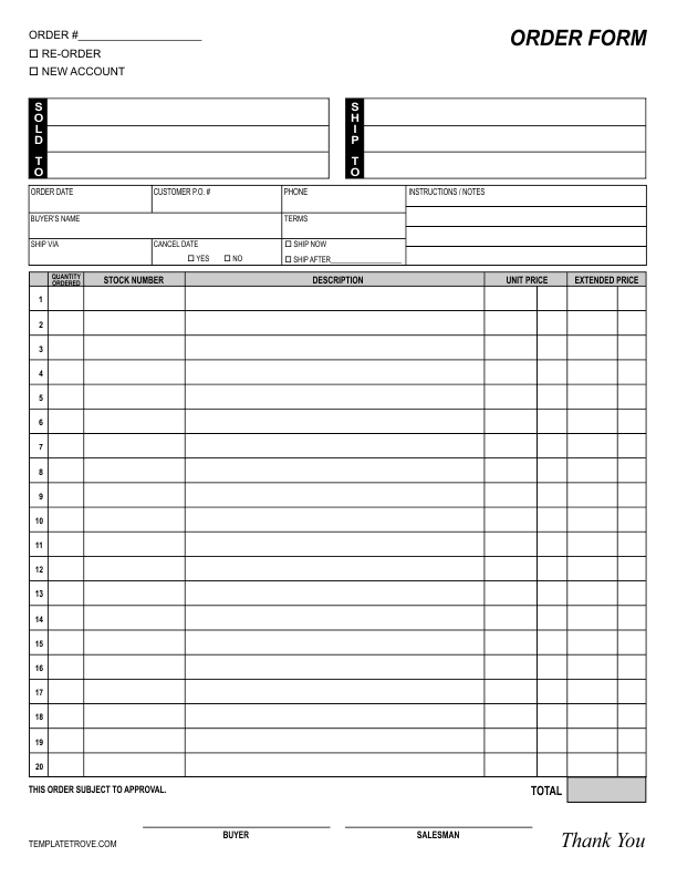 blank order form template blank order form templates 44 word excel 