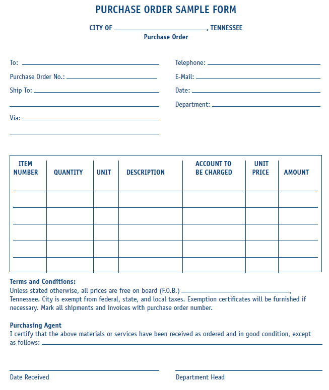 Purchase Order Form (Sample) | MTAS