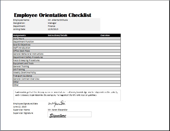 new employee orientation checklist sample   Boat.jeremyeaton.co