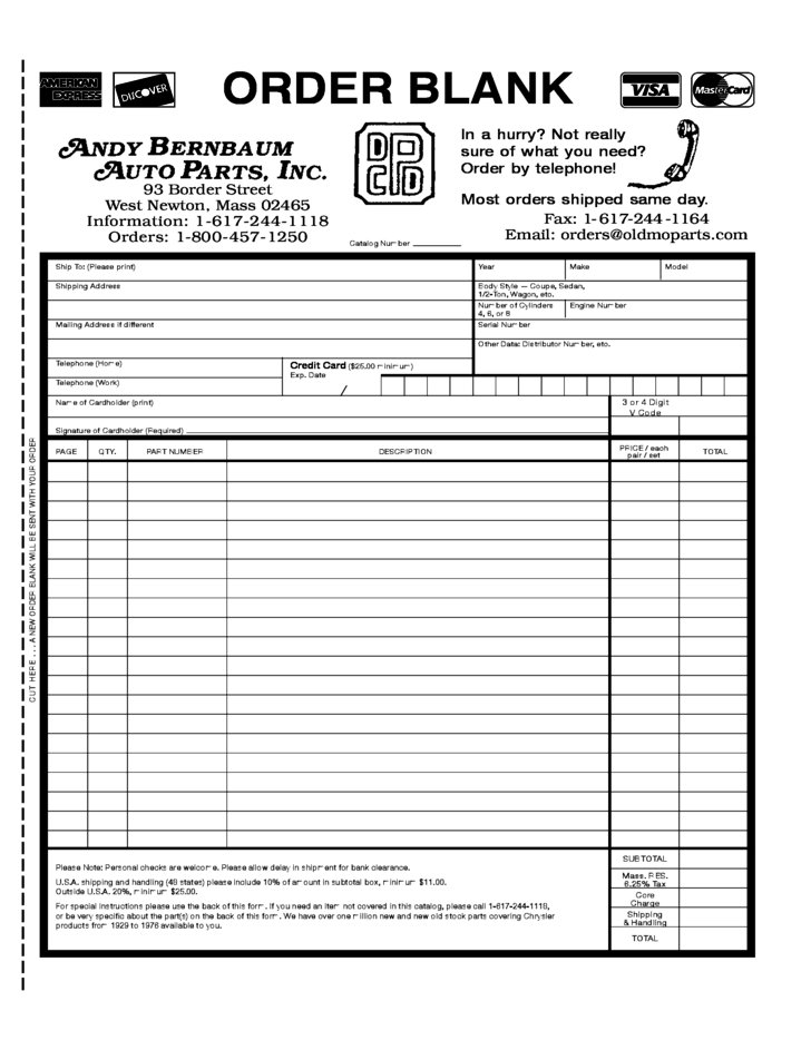 11+ Sample Parts Order Forms | Sample Templates