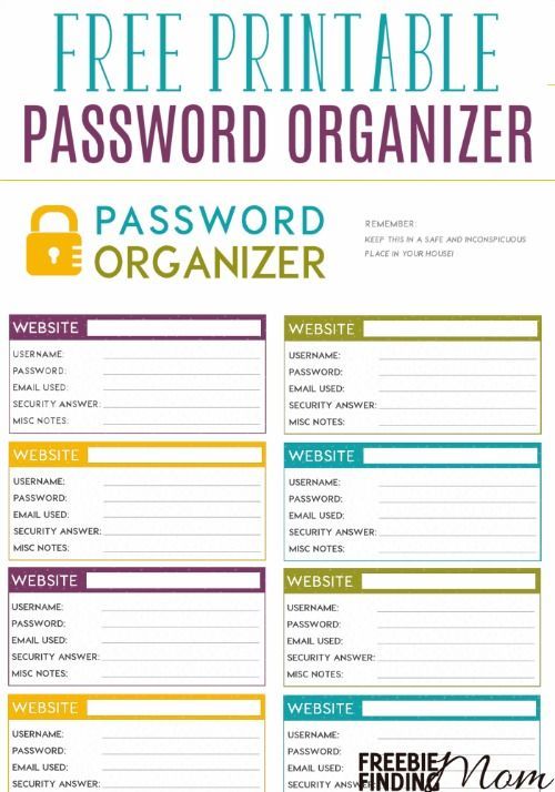 FREE Printable Password Organizer | Thrifty Thursday @ LWSL 