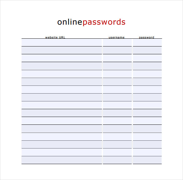 Printable Password List