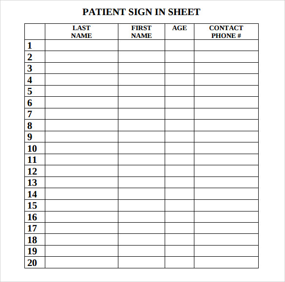 Patient Sign In Sheet Templates | Free & Premium Templates