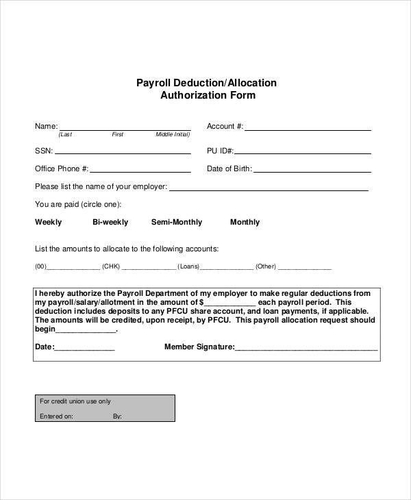 payroll deduction authorization form template payroll deduction 