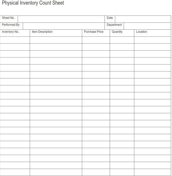 Inventory Count Form Template
