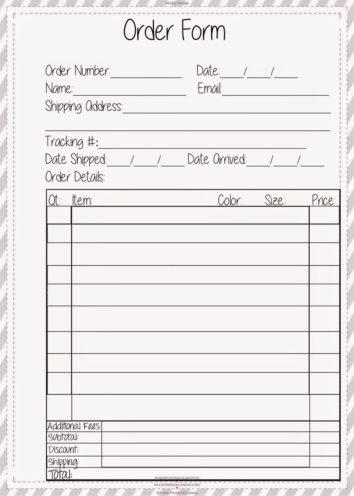 Free Order Form Planner Printable   The Stitch Maker