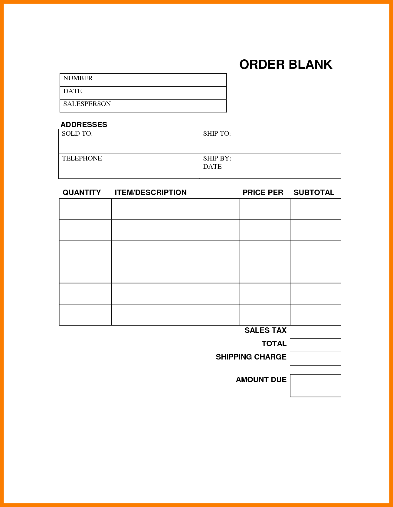 blank order form printable   Kleo.beachfix.co