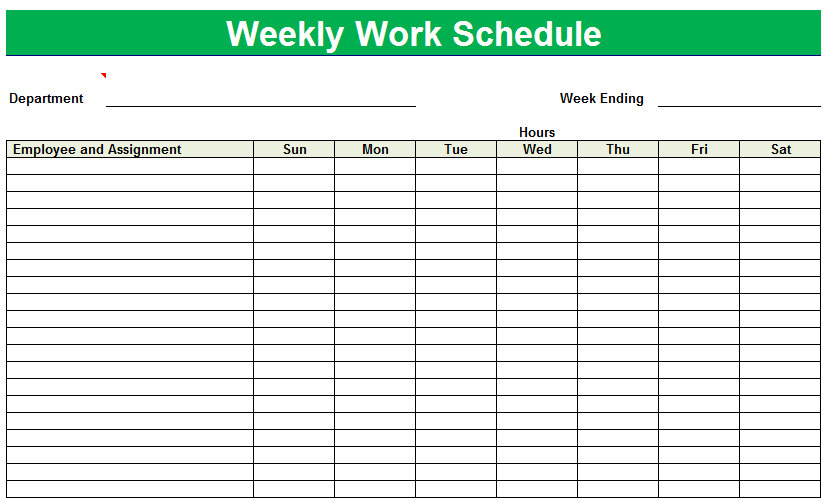 free schedule template free printable work schedules weekly 