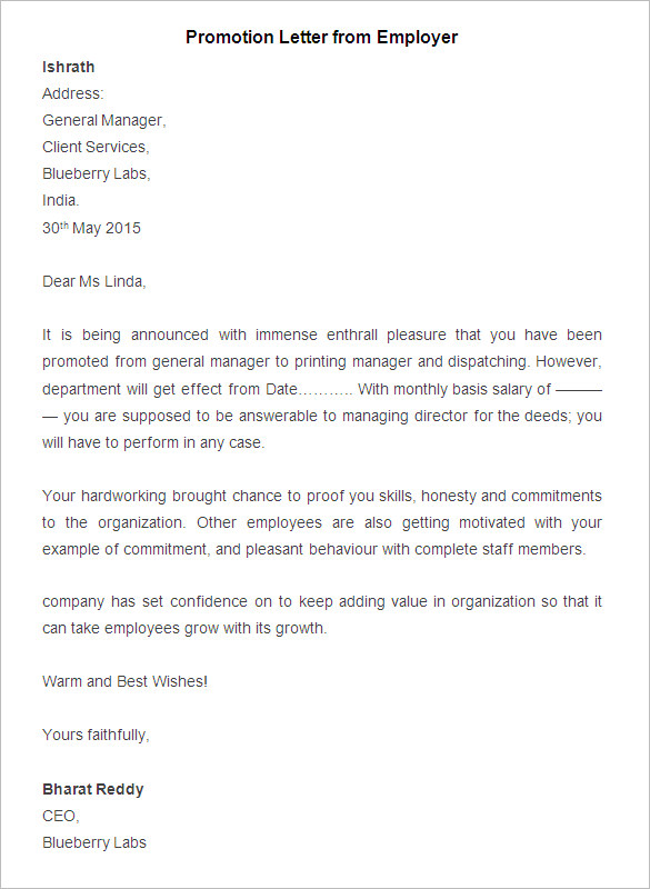 19+ Promotion Letter Templates PDF, DOC | Free & Premium Templates 19+ Promotion Letter Templates PDF, DOC | Free & Premium Templates