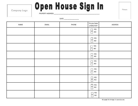 Open House Sign In Sheet Printable Templates (Free & Ready For Use)