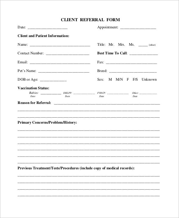 patient referral form template referral sheet template 