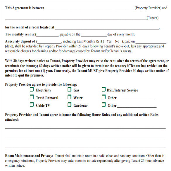 Room Rental Agreement In Private Home Pdf Download , 9+ Room 