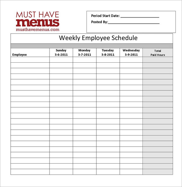 Restaurant Schedule Template   11+ Free Excel, Word Documents 