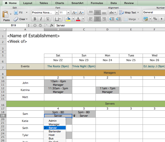 Restaurant Employee Scheduling Template for Excel | 7shifts