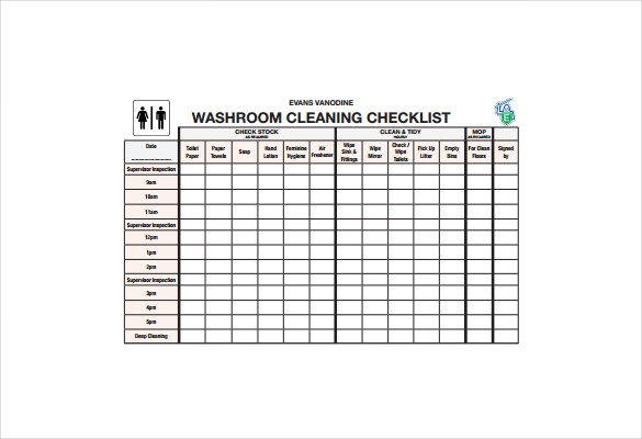 Toilet Cleaning Checklist Excel | Templates at 