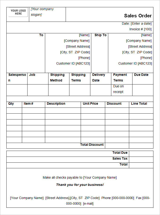Sales Order Template charlotte clergy coalition