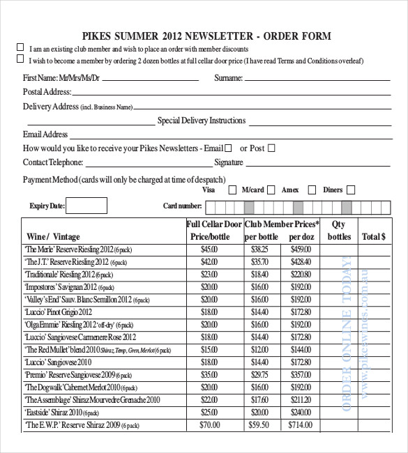 sample of order forms   Tier.brianhenry.co