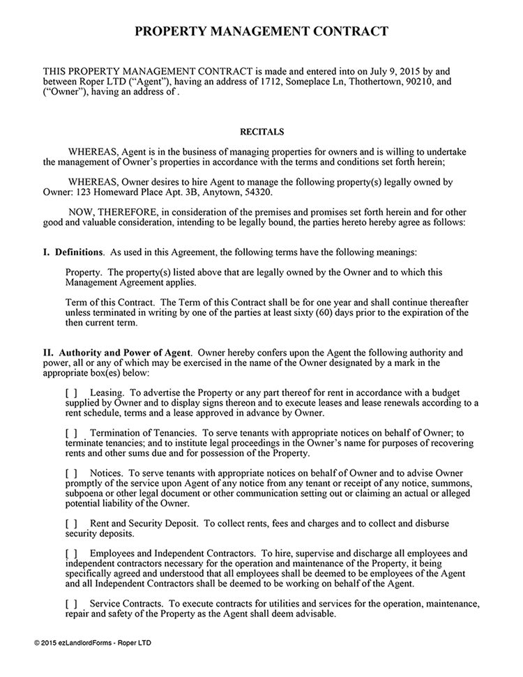 Property Management Agreement Forms and Templates   Fillable 
