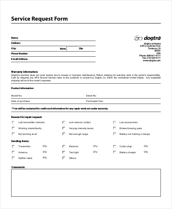 computer repair request form template service request template 