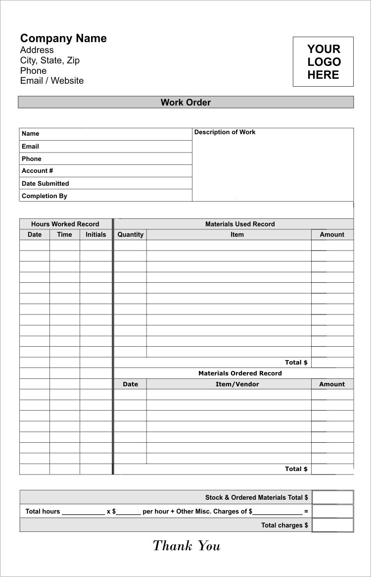 service work order template   Boat.jeremyeaton.co