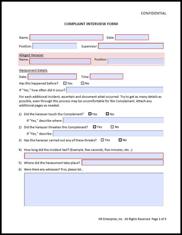 7 Harassment Complaint Forms – Samples, Examples & Formats 