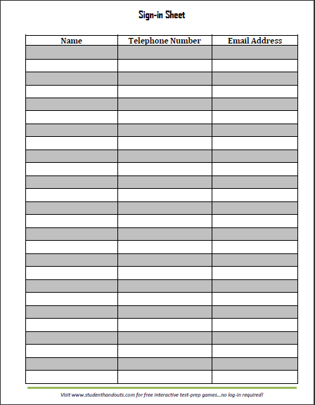 Free Sign in / Sign up Sheet Templates   Word | PDF | eForms 