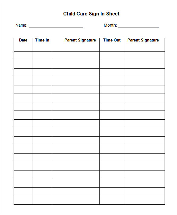 HiMama Daycare Sign In Sheet Template: Child Care Attendance Form HiMama Daycare Sign In Sheet Template: Child Care Attendance Form