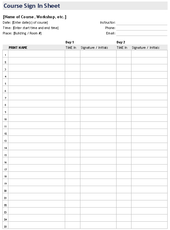 Printable Sign In Sheet | Visitor, Class, and Meeting Sign In Sheets Printable Sign In Sheet | Visitor, Class, and Meeting Sign In Sheets
