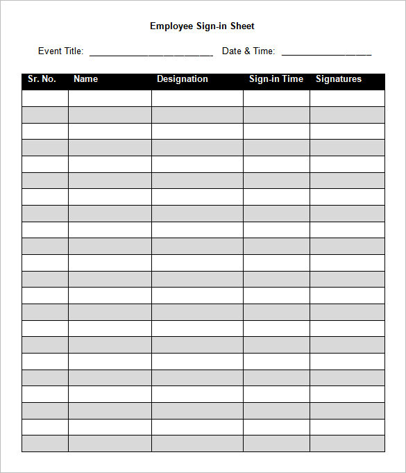 Sign Up Sheet Name and Date Template