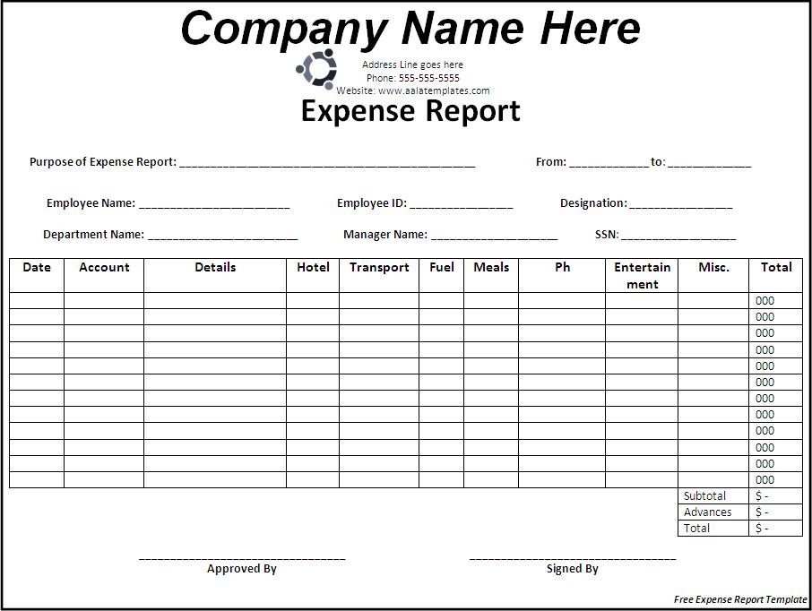 simple expense report template