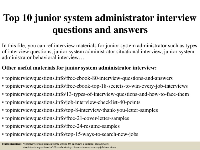 Top 10 junior system administrator interview questions and answers