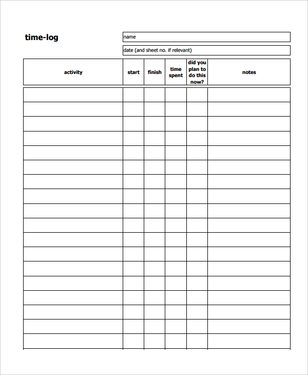 11+ Time Log Templates   PDF, Word, Excel | Free & Premium Templates