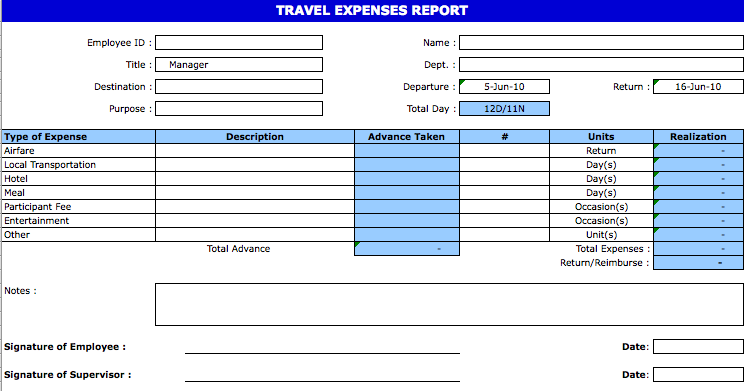 Travel expense calculator