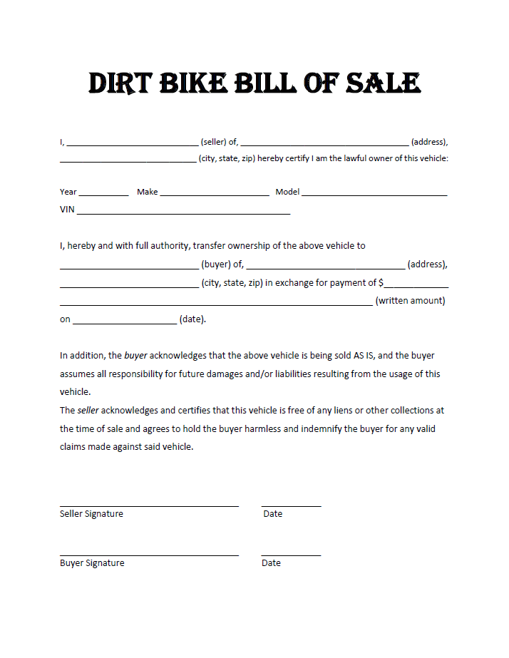 All Terrain Vehicle (ATV) Bill of Sale Form | eForms – Free 