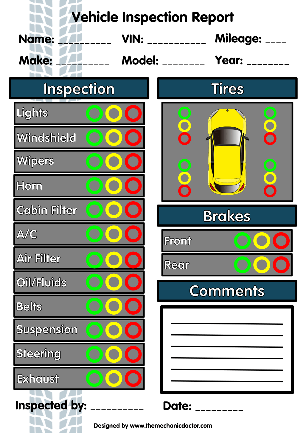 Vehicle Inspection Form Template | beneficialholdings.info