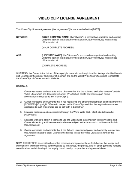video agreement template copyright license agreement template 