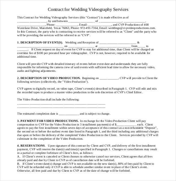 Videography Contract Examples in PDF Videography Contract Examples in PDF