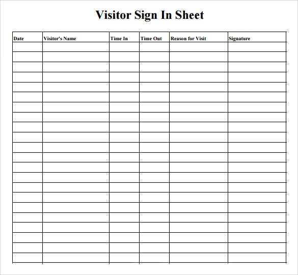Blank Visitor Sign In Sheet Gallery Of Art Visitor Log Template 